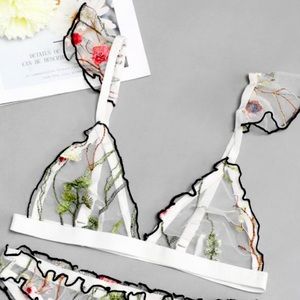 Sheer floral lingerie set